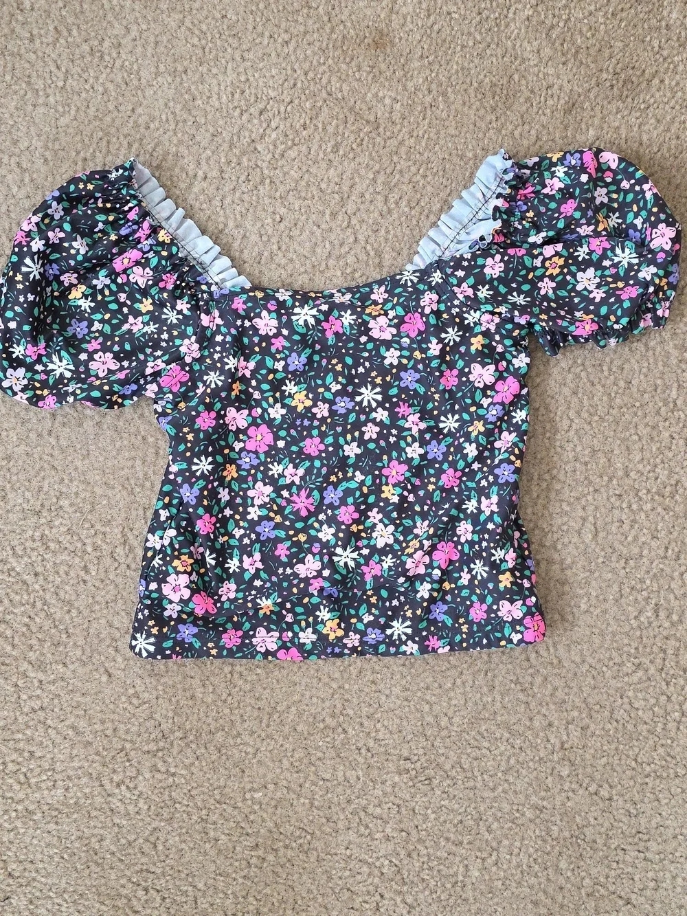 Cotton On Kids Girls Puff Sleeve Floral Rashguard Top - Size 4